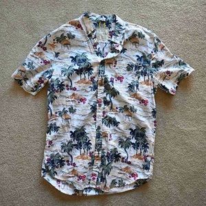 Island Print Button Up Dress Shirt